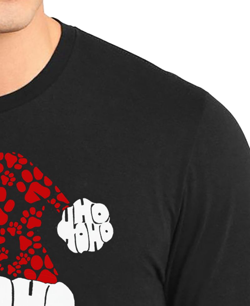 Men's Santa Hat Paw Print Word Art Long-Sleeve T-Shirt