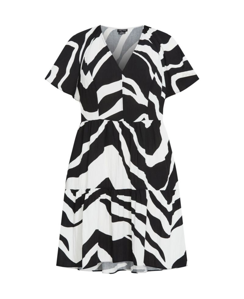 Plus Size Frill Mini Print Dress
