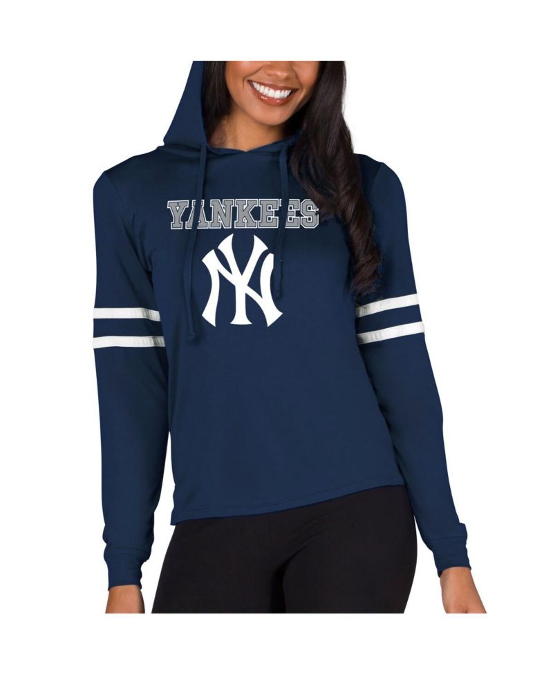 Women's Navy New York Yankees Marathon Lightweight Lounge Pullover Hoodie