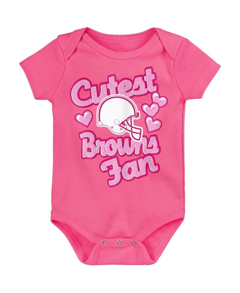 Baby Boys and Girls Pink Cleveland Browns Cutest Fan Hearts Bodysuit