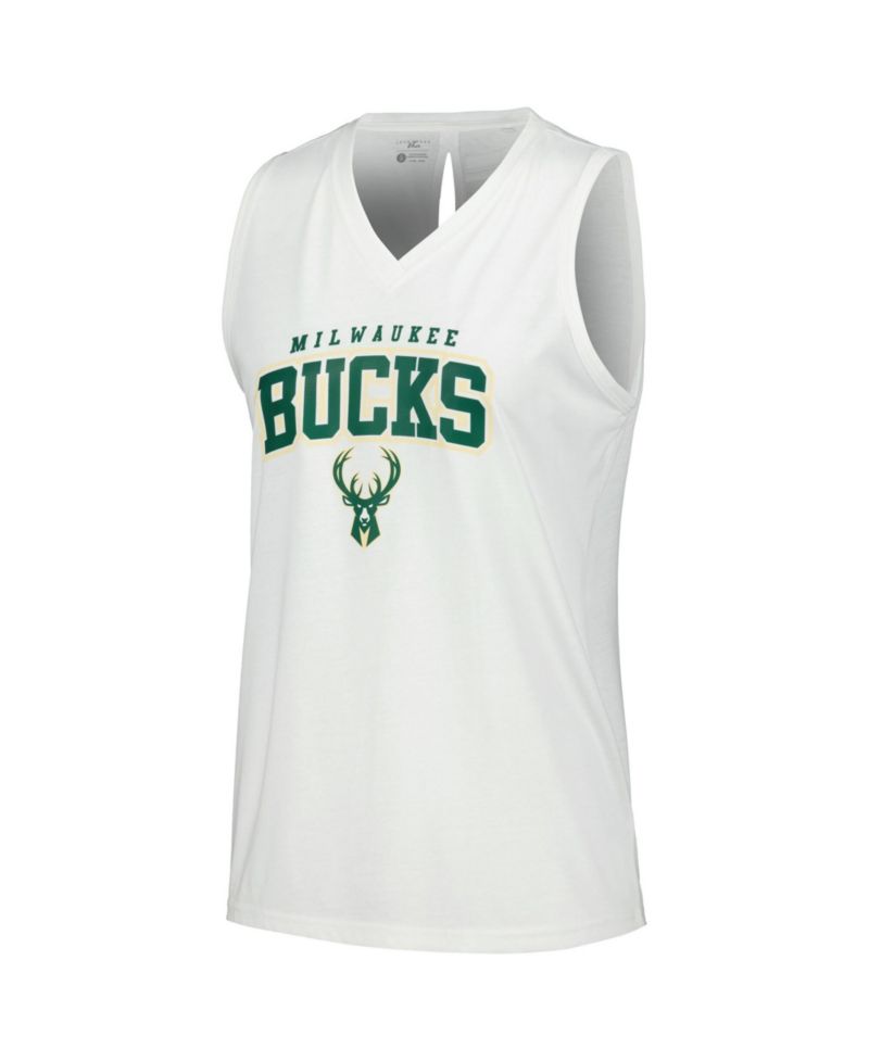 Women's White Milwaukee Bucks Paisley Peekaboo Tank Top