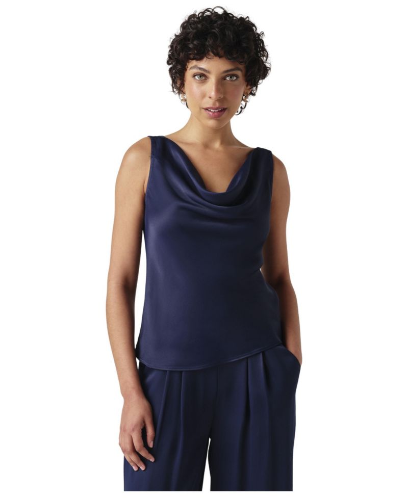 Women's Nyla Cowl Neck Sleeveless Satin Top