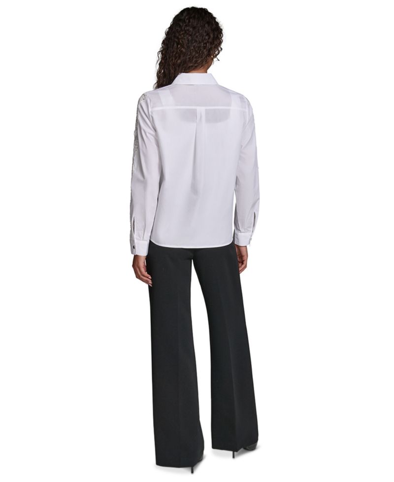 Women's Cotton Poplin Button-Front Blouse