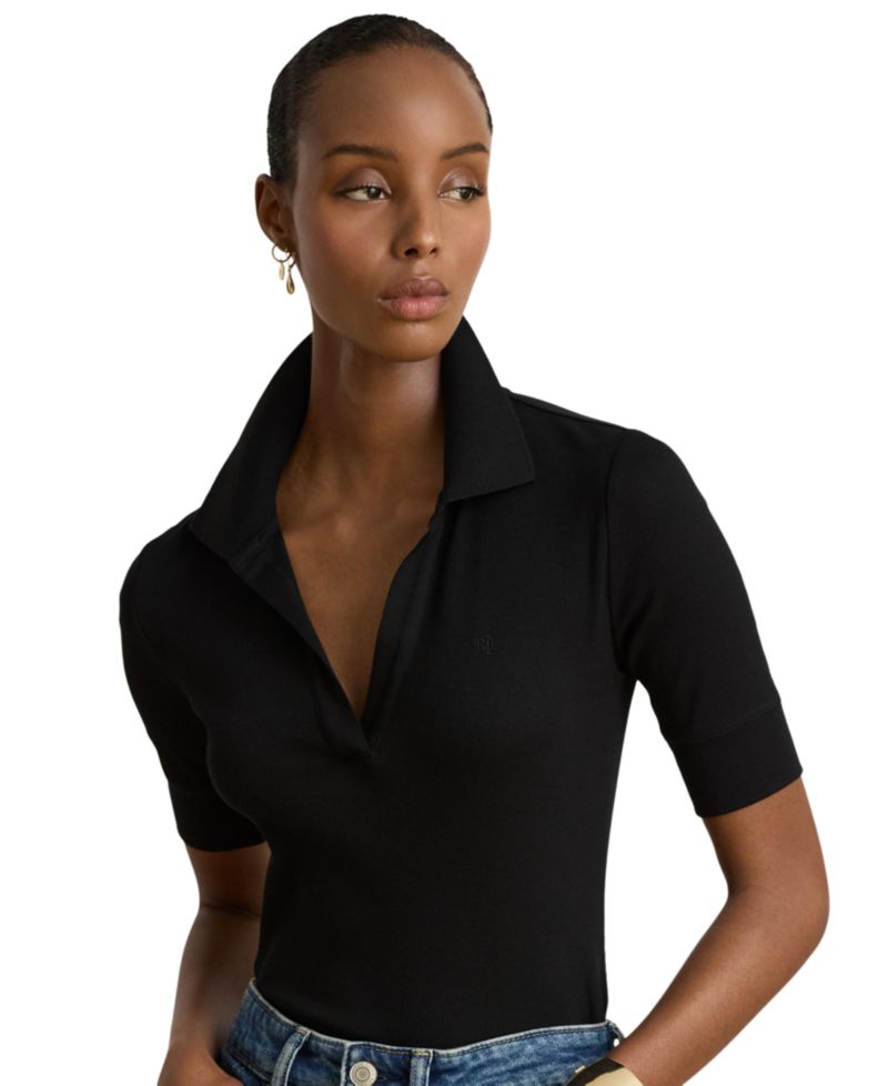 Women's Jersey Short-Sleeve Collared Top