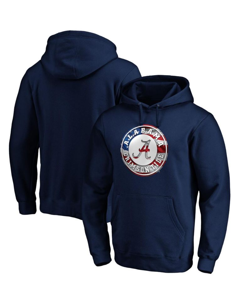 Men's Navy Alabama Crimson Tide Banner Wave Pullover Hoodie