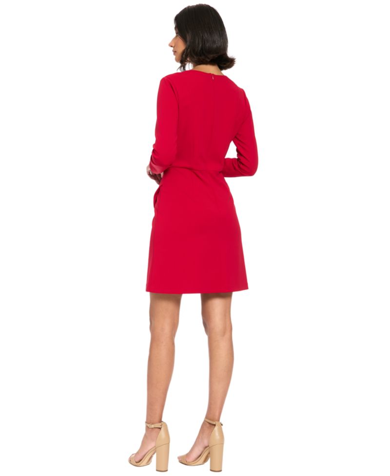 Women's A-Line Long Sleeve Crewneck Dress