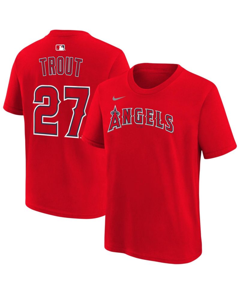 Big Boys and Girls Mike Trout Red Los Angeles Angels Name & Number T-Shirt
