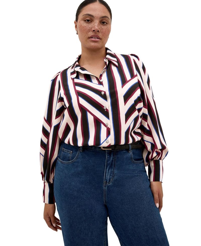 Plus Size Haylee Timeless Stripe Lightweight Button-Down Shirt