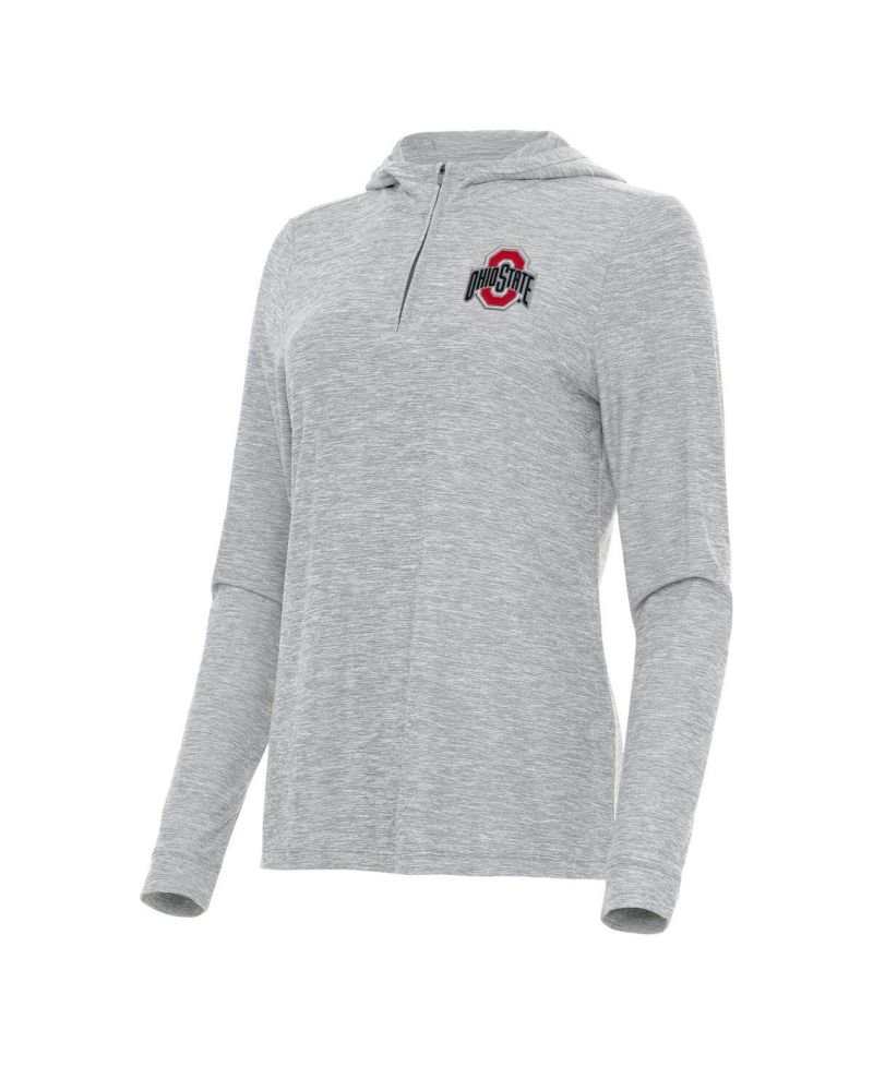 Women's Heather Gray Ohio State Buckeyes Daybreak Quarter-Zip Hoodie