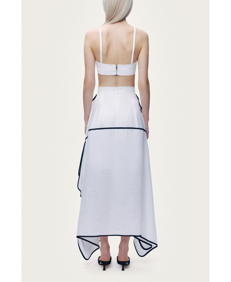 Women's Linen High-Waisted Asymmetric Hem Skirt