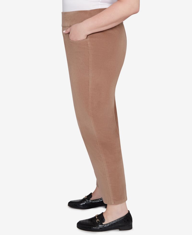 Plus Size Vienna Allure Fit Flat Front Corduroy Short Length Pant