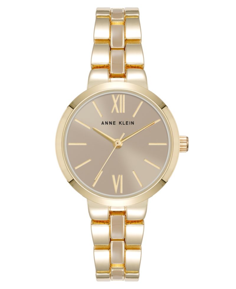Women's Quartz Modern Taupe Enamel and Gold-Tone Alloy Metal Watch, 30mm