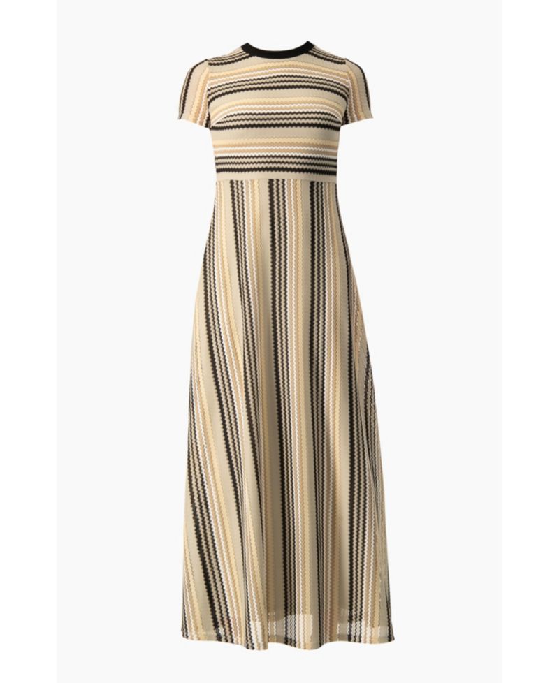 Women's Chevron Stripe Crochet Knit Maxi Dress