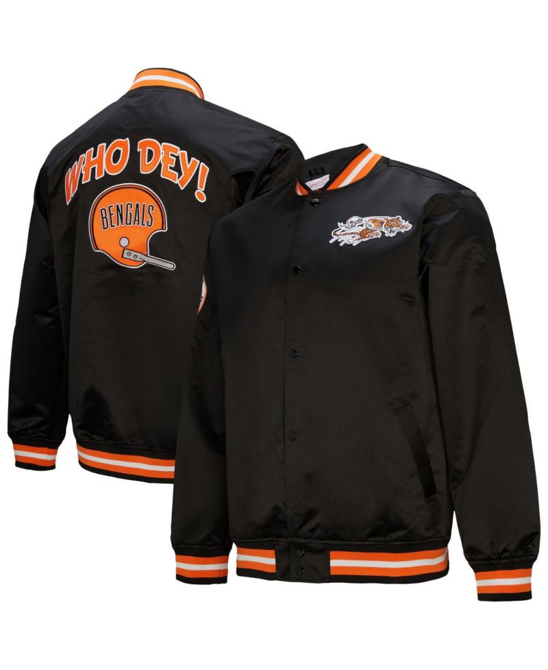 Men's Black Cincinnati Bengals Double Down Satin Full-Snap Jacket