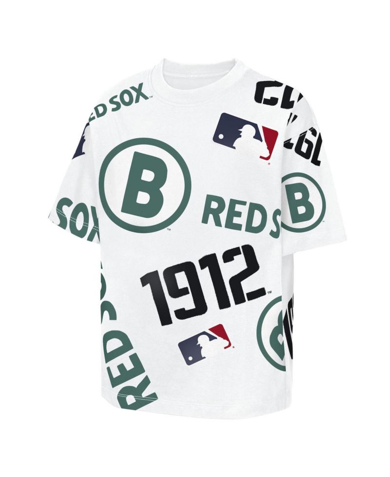 Big Boys and Girls White Boston Red Sox Circus Catch T-Shirt