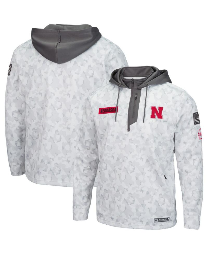 Men's Arctic Camo Nebraska Huskers OHT Military-Inspired Appreciation Quarter-Zip Hoodie