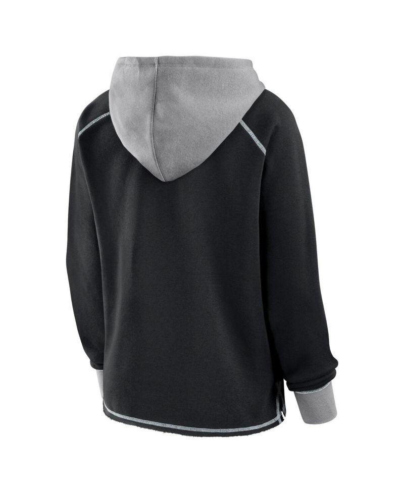 Women's Black Las Vegas Raiders Boom Fleece Pullover V-Neck Hoodie
