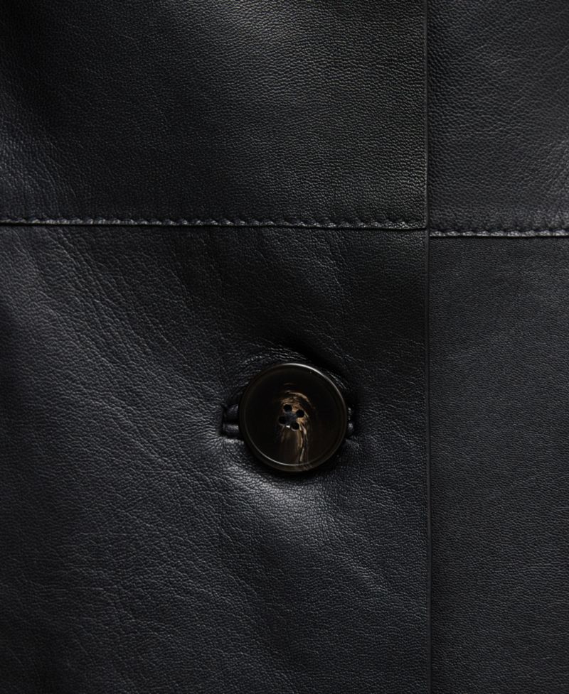 Women's Selection Leather Lapel-Collar V-Neck Fitted-Waist Coat