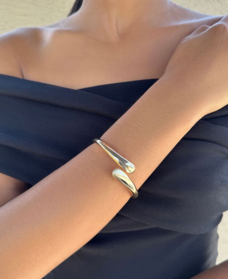 Gold Overlapping Bands Cuff Bracelet