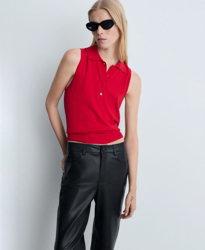 Women's Leather-Effect Straight Trousers