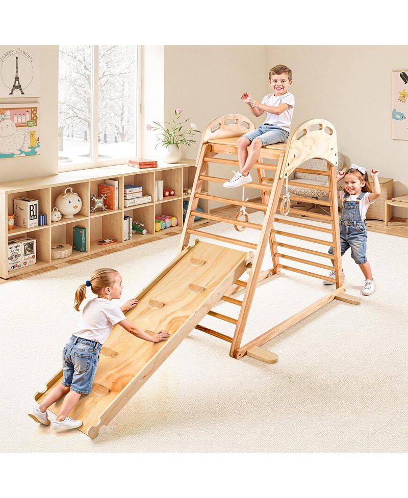 4-in-1 Wooden Indoor Jungle Gym