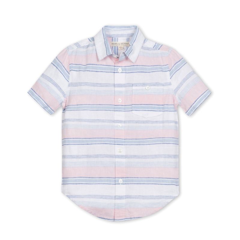 Baby Boys Hope and Henry Linen Short Sleeve Button Down Shirt