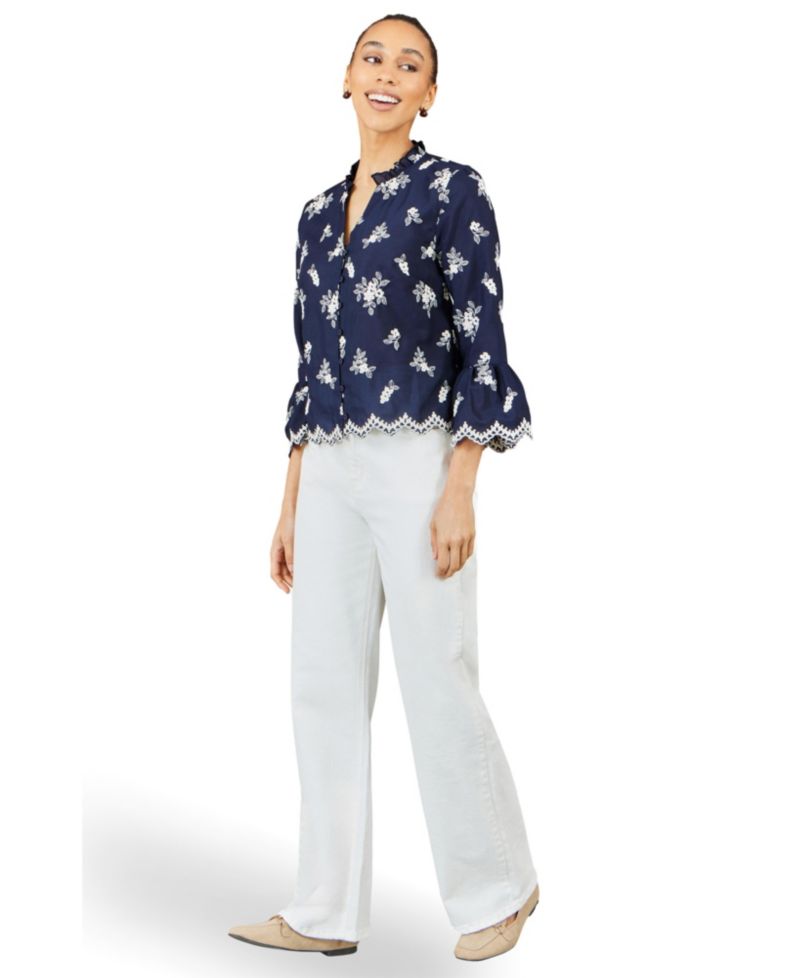 Women's Fluted Sleeves V-Neck Shirt