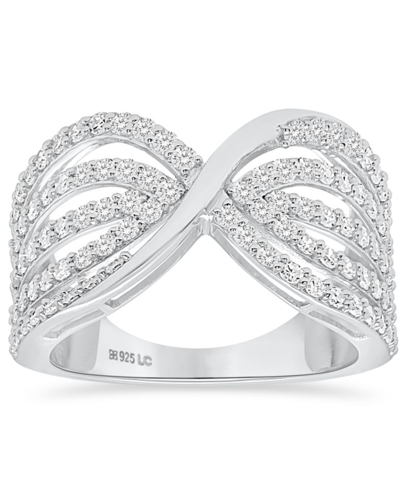 Lab-Grown Diamond Crisscross Multi-Row Ring (1 ct. t.w.) in Sterling Silver (Also in 14k Gold-Plated Sterling Silver)