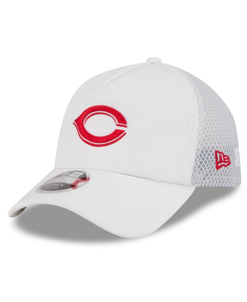 Men's White Cincinnati Reds 2026 Batting Practice Apex 9FORTY Adjustable Trucker Hat