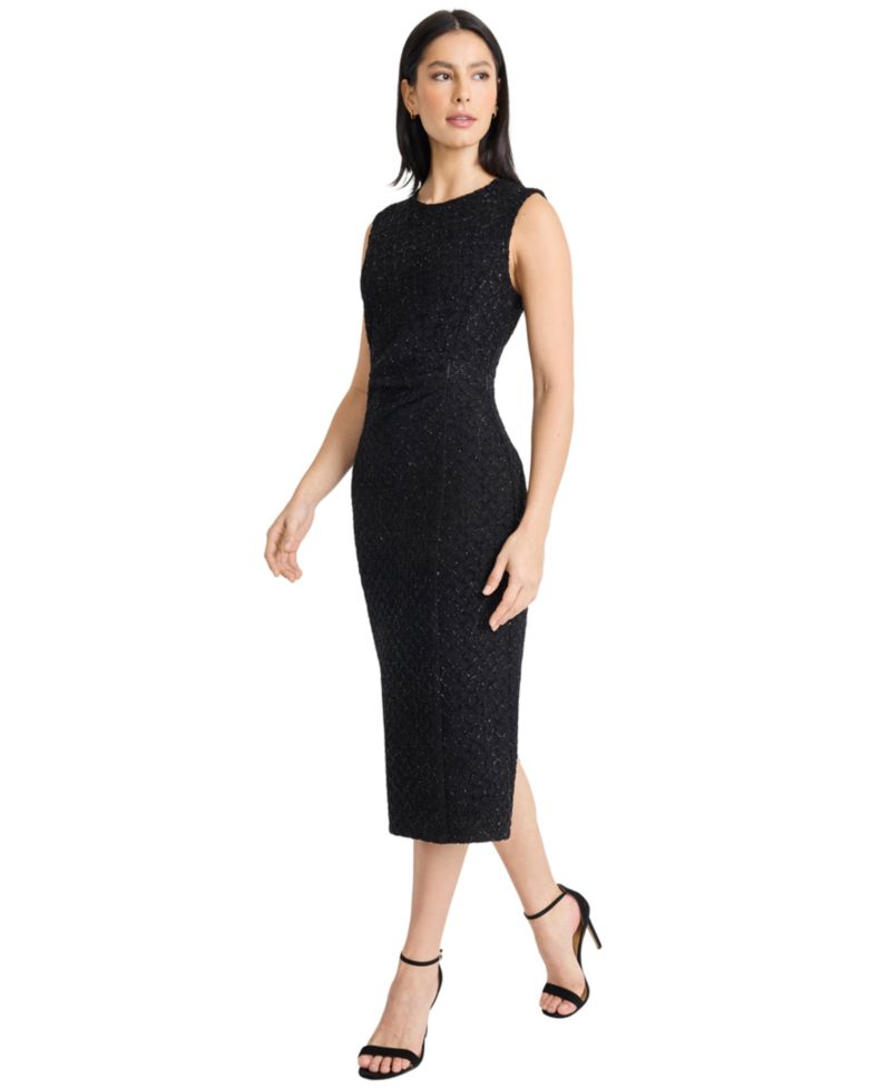 Women's Sleeveless Cowl Neck Sheath Midi Dress