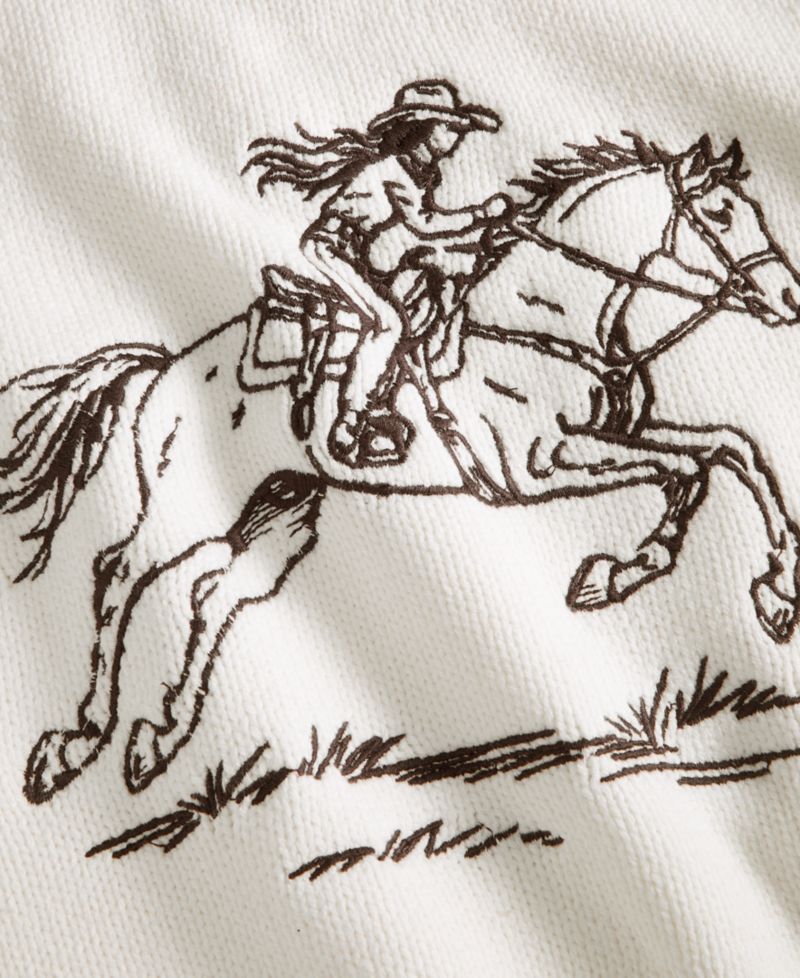 Women's Crewneck Embroidered Horse Long-Sleeve Sweater
