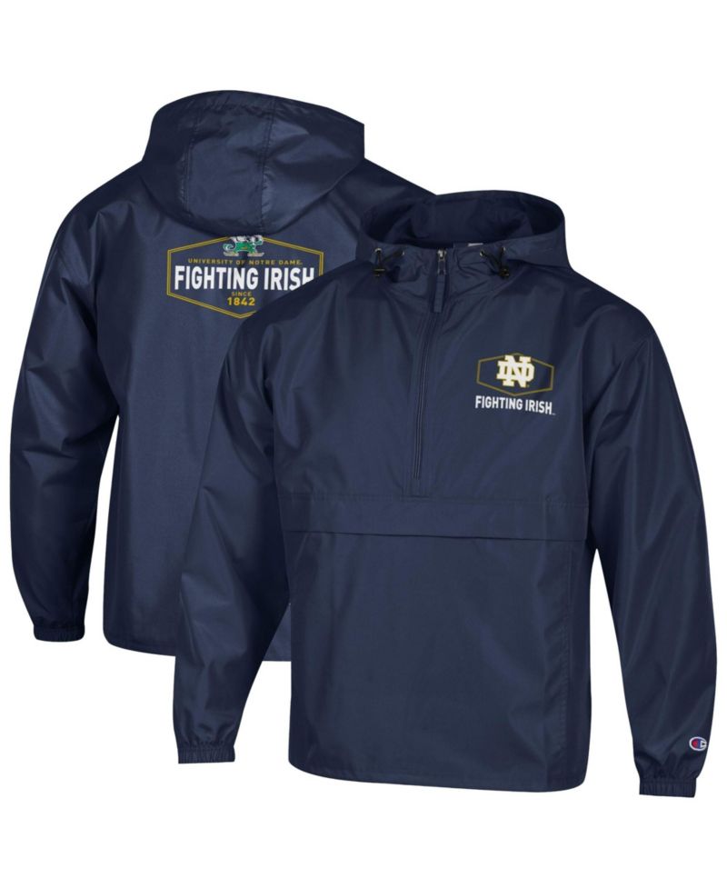 Men's Navy Notre Dame Fighting Irish Delay Packable Half-Zip Jacket