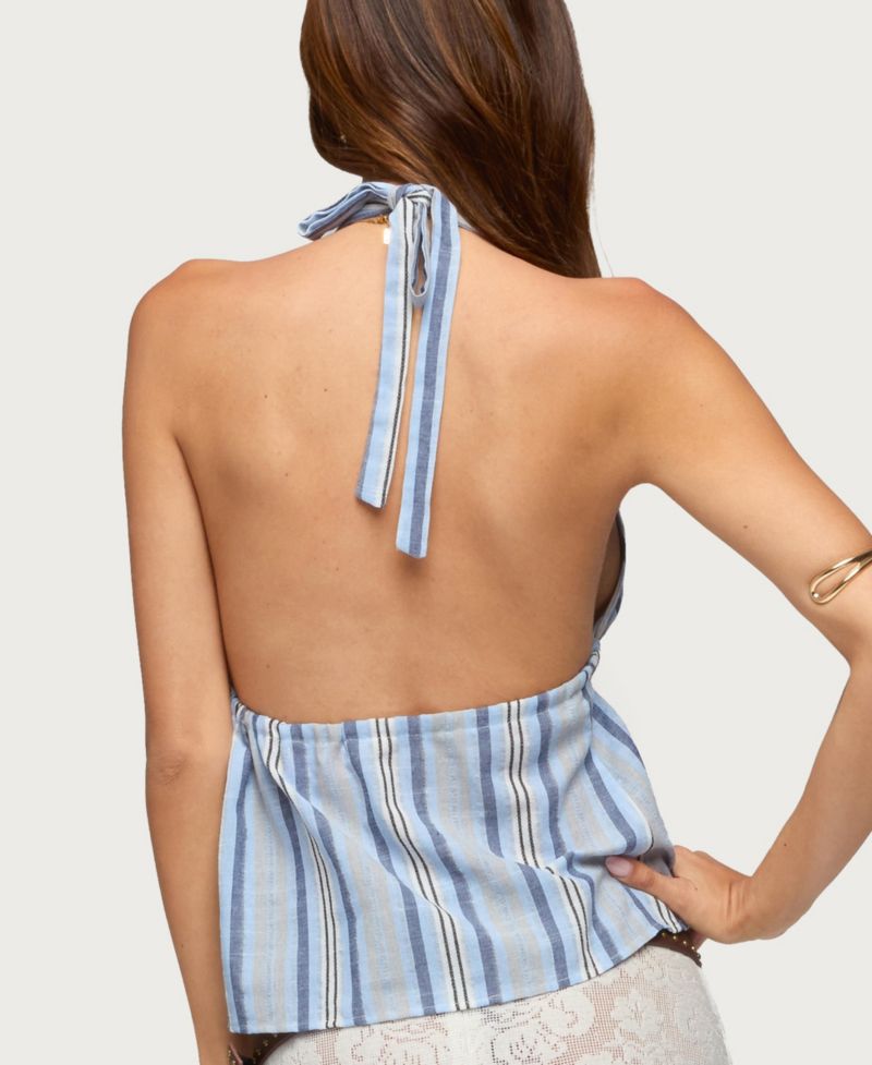 Women's Galee Tie Front Linen Look Top