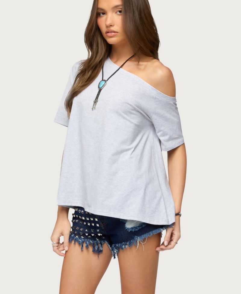 Women's Miah Off Shoulder Shredded Back Top