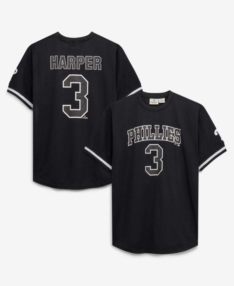 Men's Bryce Harper Black/White Philadelphia Phillies Big & Tall Heavyweight Mesh Jersey