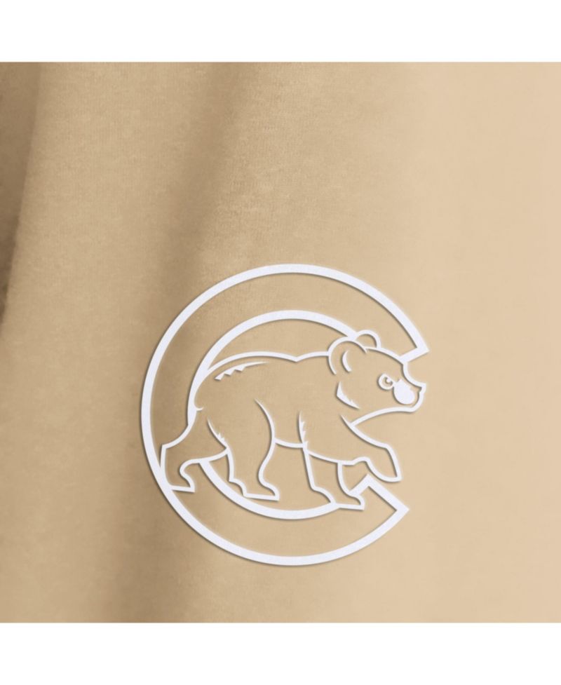 Men's Khaki Chicago Cubs Clutch Long Sleeve Hooded T-Shirt