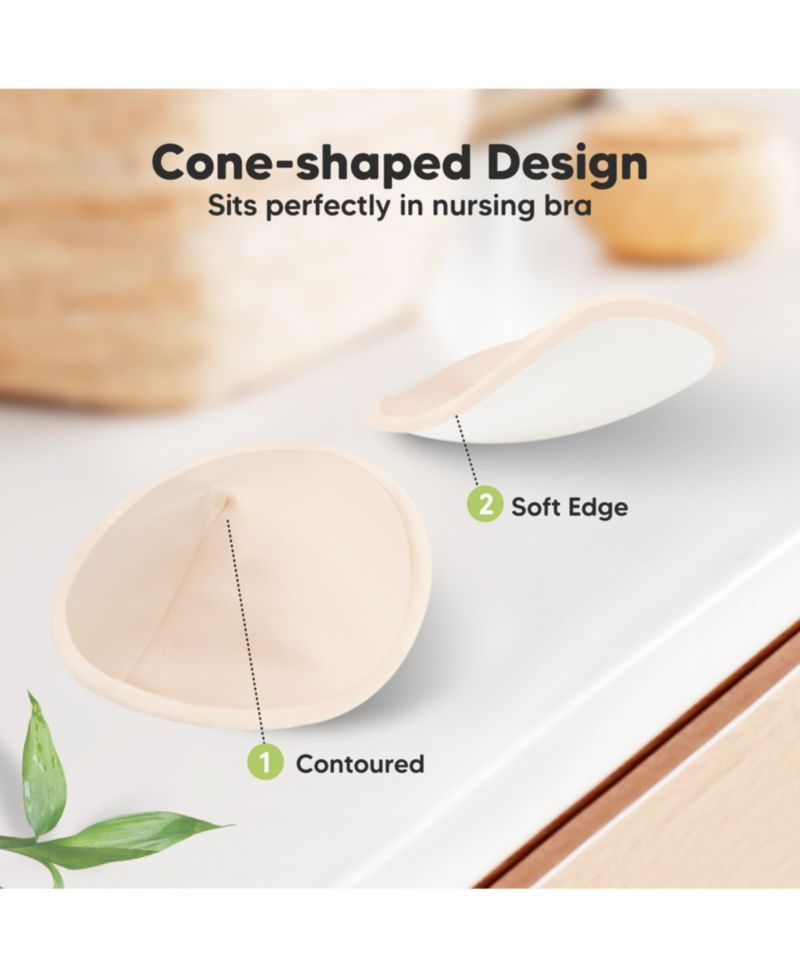 8pk Organic Nursing Pads, Washable Breast Pads + Wash Bag, Reusable Nipple Pads