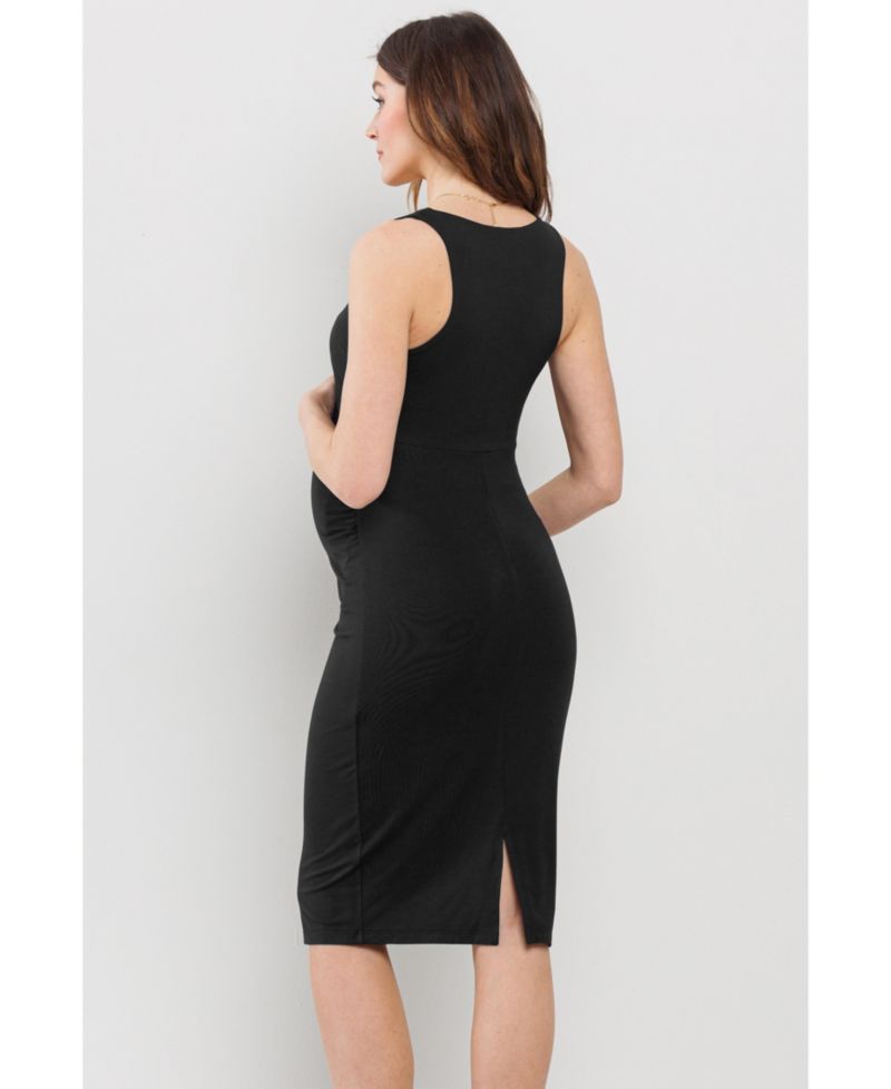 Maternity Bodycon Scoop Neck Sleeveless Knee Length Dress