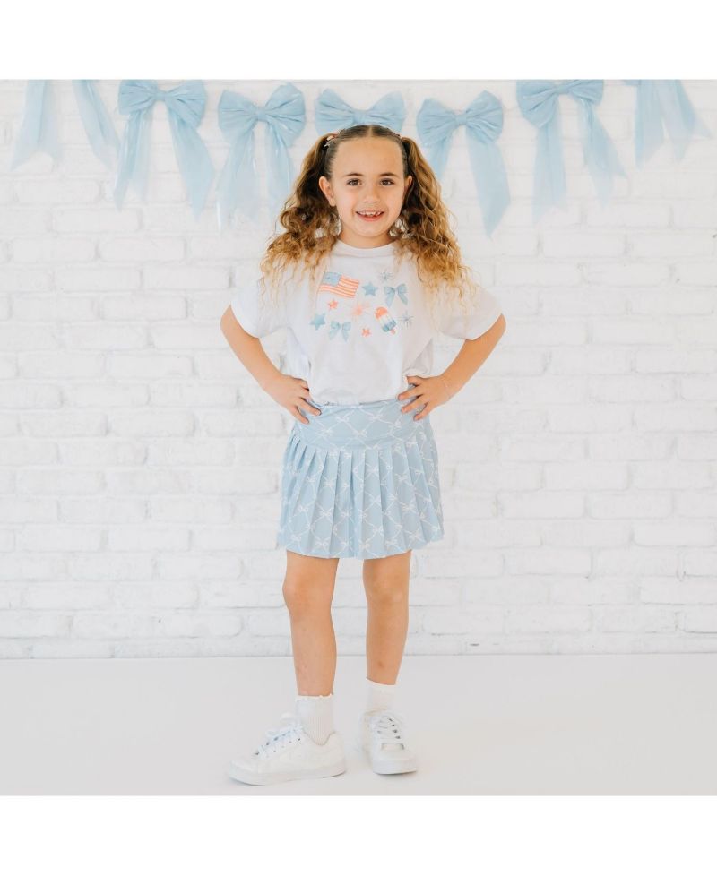 Little and Big Girls Glitter Flag Bow Clip Set