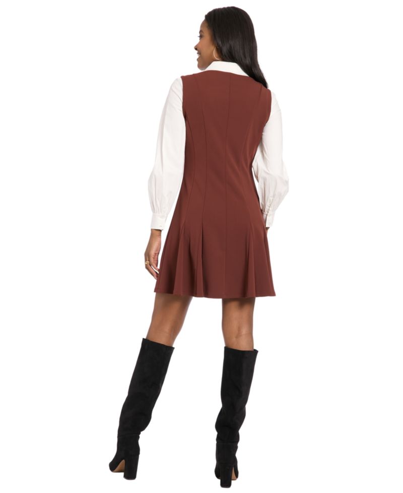 Women's Collared Pleated Mini Dress