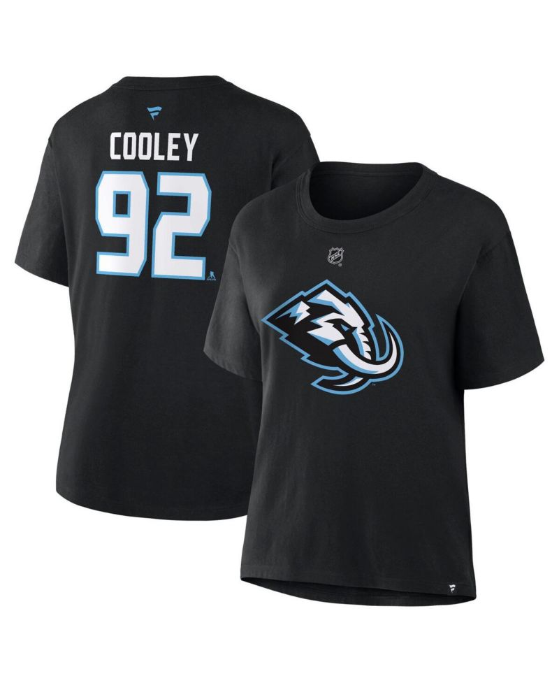 Women's Logan Cooley Black Utah Mammoth Authentic Stack Name & Number T-Shirt