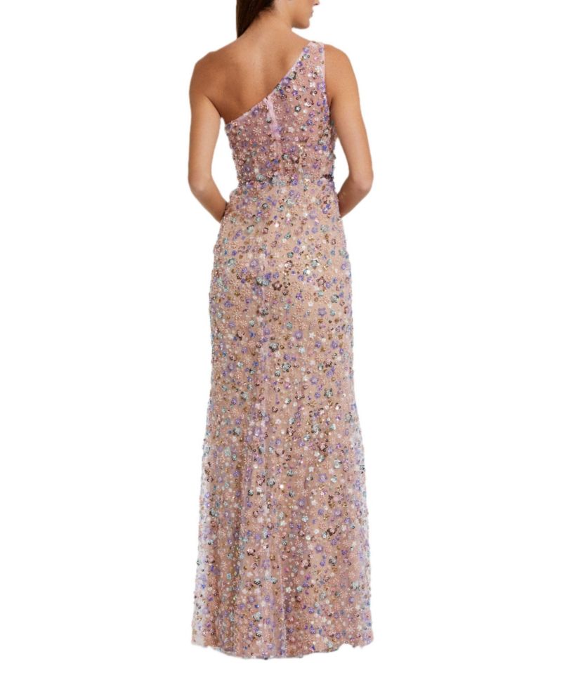 Women's Floral Embellished One Shoulder Gown
