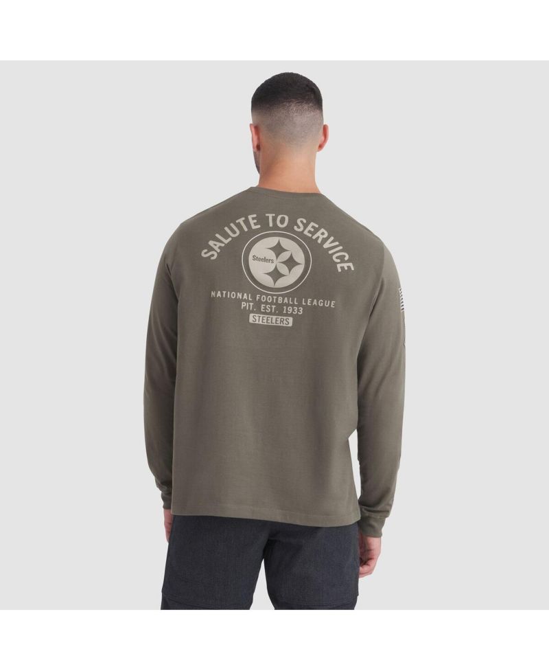 Men's Olive Pittsburgh Steelers 2025 Salute to Service Sideline Long Sleeve T-Shirt