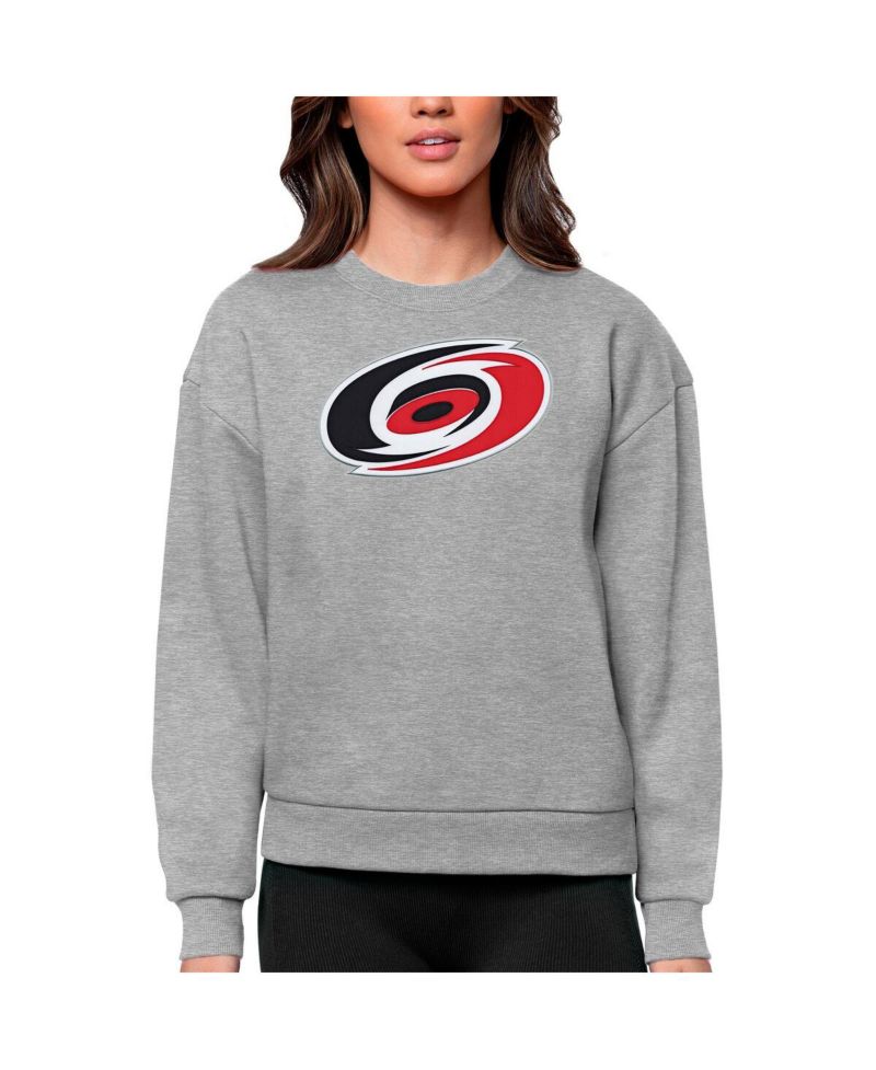 Women's Heather Gray Carolina Hurricanes Primary Logo Team Logo Victory Crewneck Pullover Sweatshirt