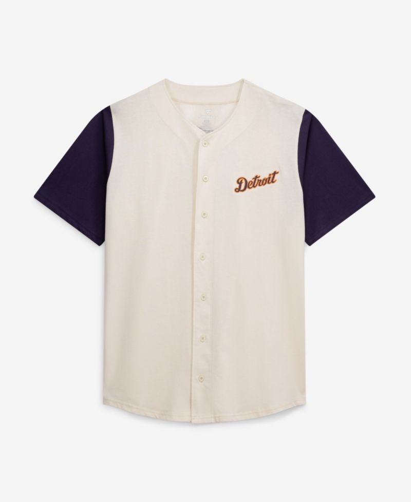 Men's Cream Detroit Tigers Big & Tall Full-Button Jersey
