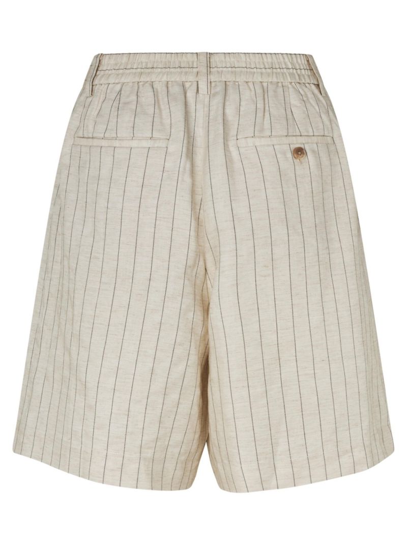 Women's Mapauletta Pinstripe Linen-Blend Pleated Shorts, 26" Inseam