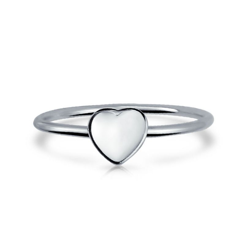 Tiny Blank Heart Shape Initial Monogram Signet Ring .925 Sterling Silver