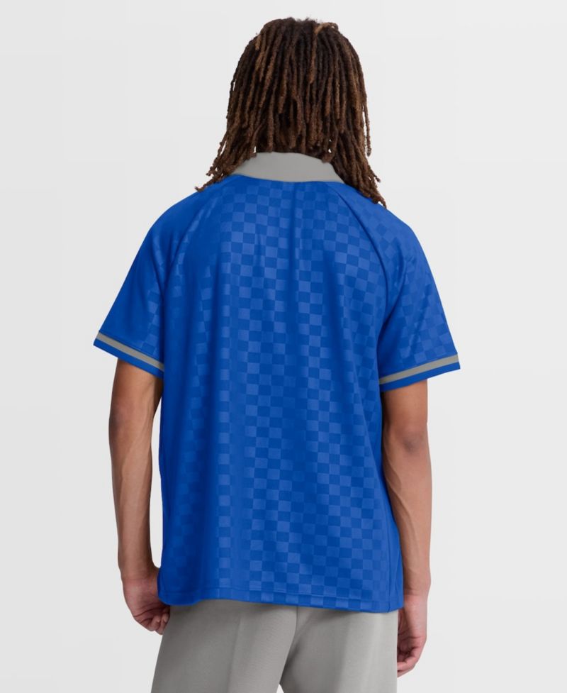 Men's Blue/Gray Detroit Lions Homerun Raglan V-Neck Polo Shirt