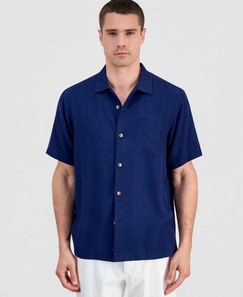 Men's Coastal La Mer Short-Sleeve Island Floral Jacquard Shirt