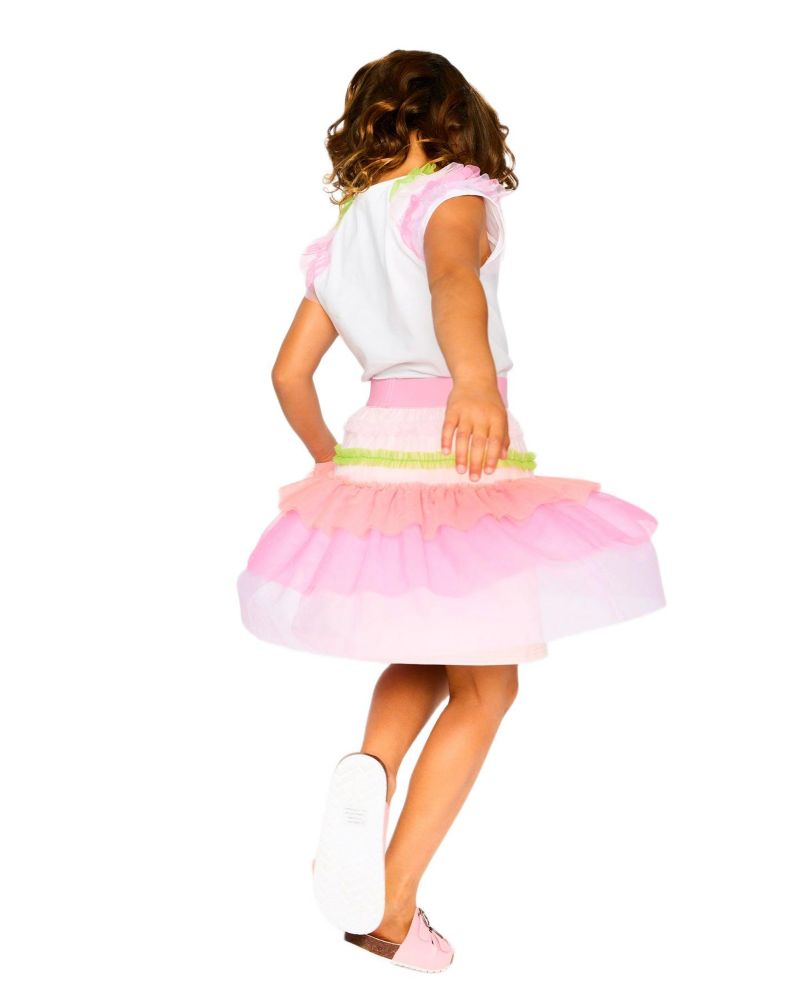 Big Girls Mesh Skirt with Multicolor Frills